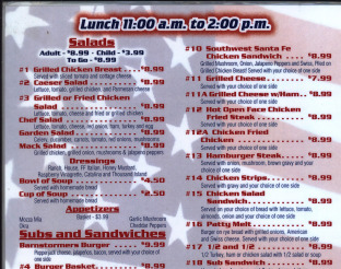View Barnstormers Lunch Menu
